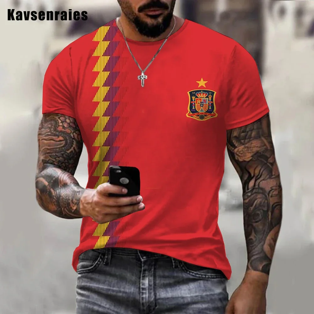 Newest Cool Summer Design Spain Flag 3D Print T-Shirt Men Casual Spain T-shirt Funny Short Sleeve Printing 3d Oversized T Shirt