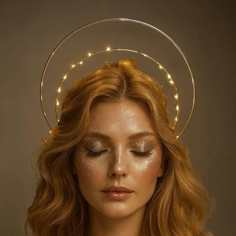 

Светящаяся корона Halo — 3-уровневый головной убор в стиле Девы Марии на Рождество — повязка для волос в стиле Лолиты, французский винтажный косплей Aro Luminoso