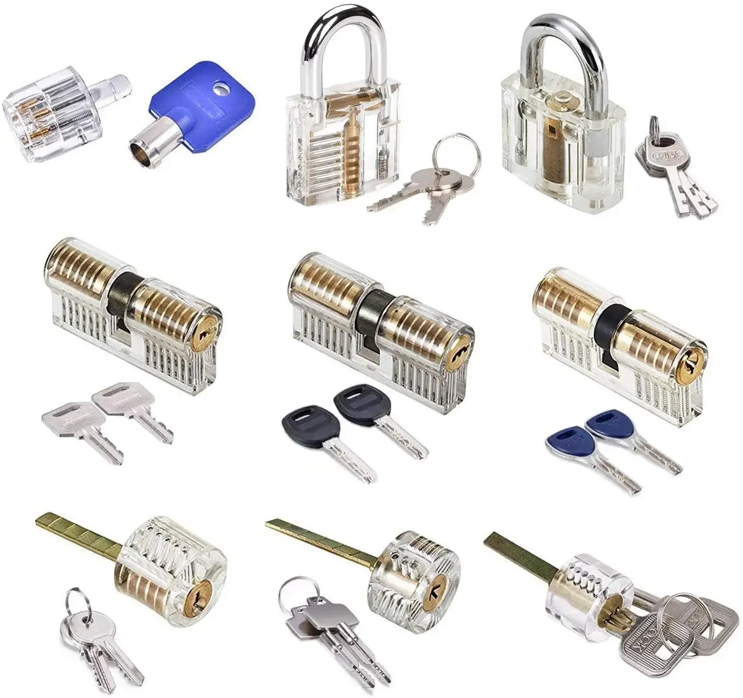 

Bad Key Extraction Tool, 24 Unlocking Kit Tools with Transparent Training Padlock