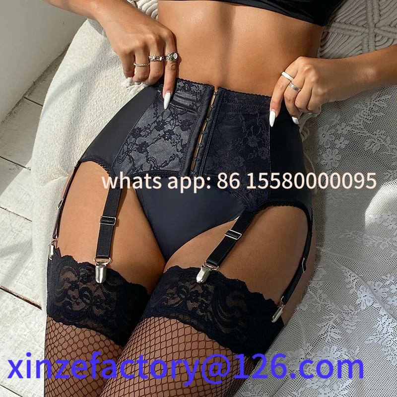 

Be suitable for Sexy Faux Leather Mesh Garters Black Suspenders Belts With 6 Elastic Straps