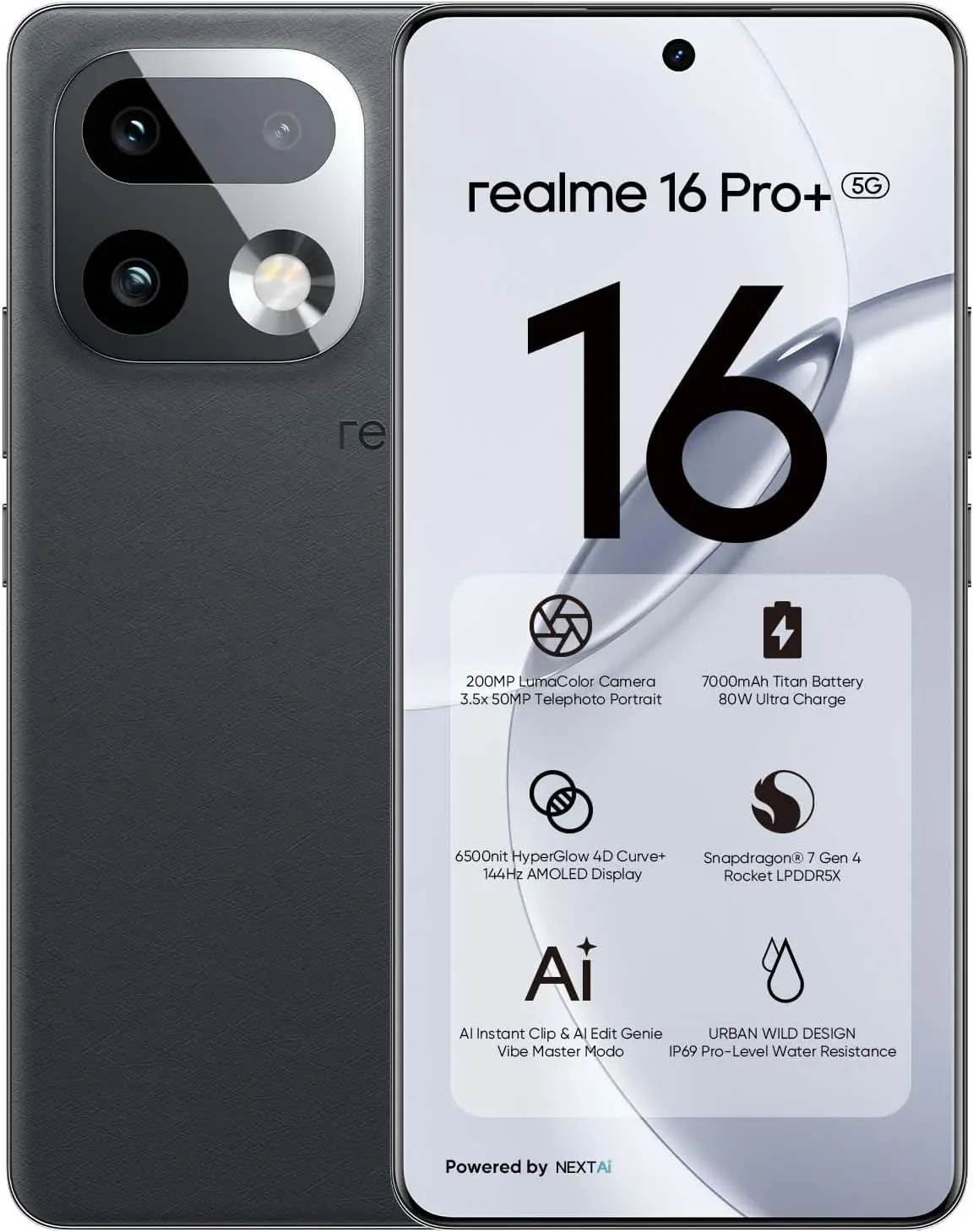 realme 16 Pro Plus Versión UE Teléfono, Smartphone 5G con Pantalla AMOLED 144Hz, Cámara 200MP OIS, Batería 7000mAh y Carga Rápida 80W, IP66/68/69, eSIM, NFC, Snapdragon® 7 Gen 4 - Imagen 18