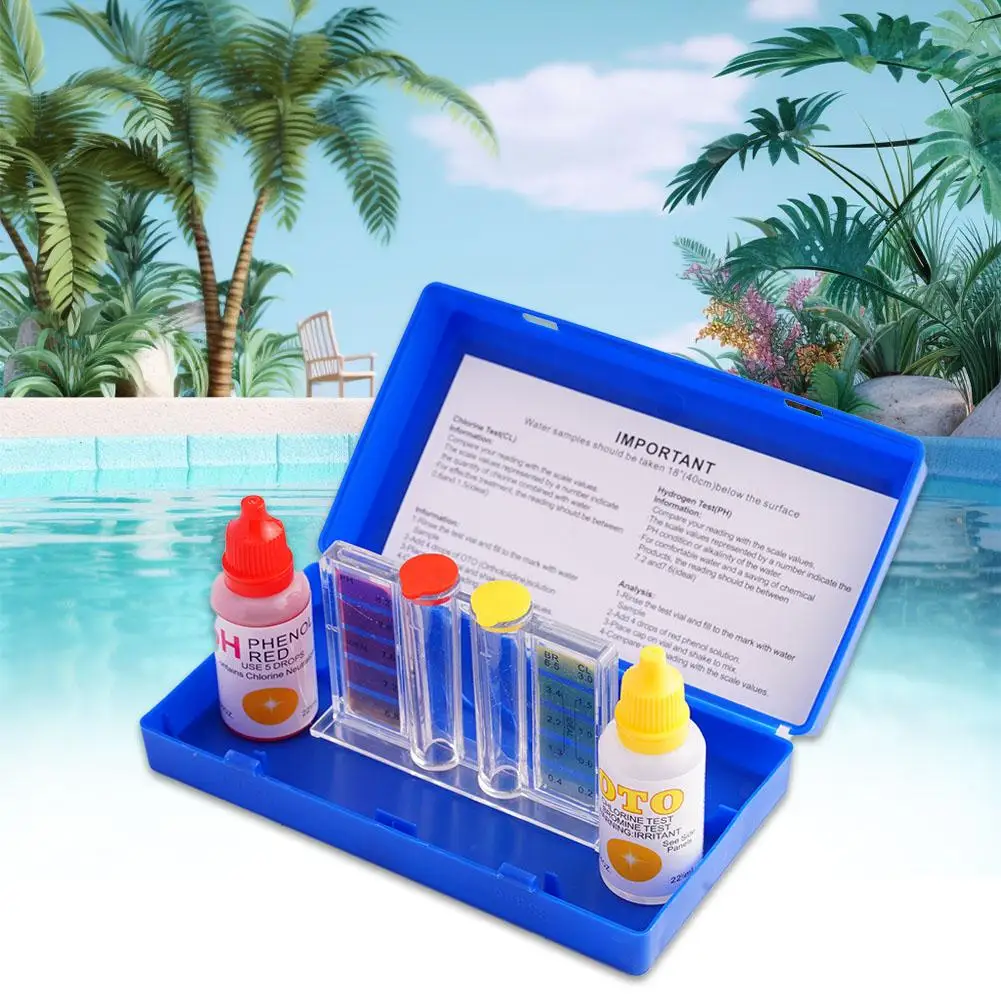 PH Chlorine Water Quality Test Kit Swimming Pool Tester Testing Inflatable Box Pool Accessories Home Water Swimming Spa Q9Q9