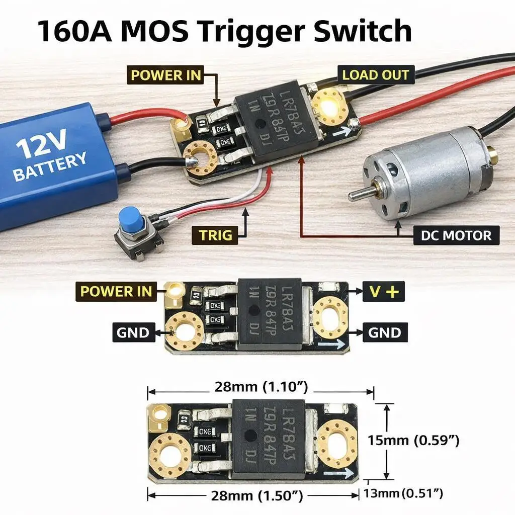 SAMIRO 1~100PCS 160A High Power MOS Trigger Switch Drive Module Field Effect Tube PWM Regulation Electronic Switch Control Board