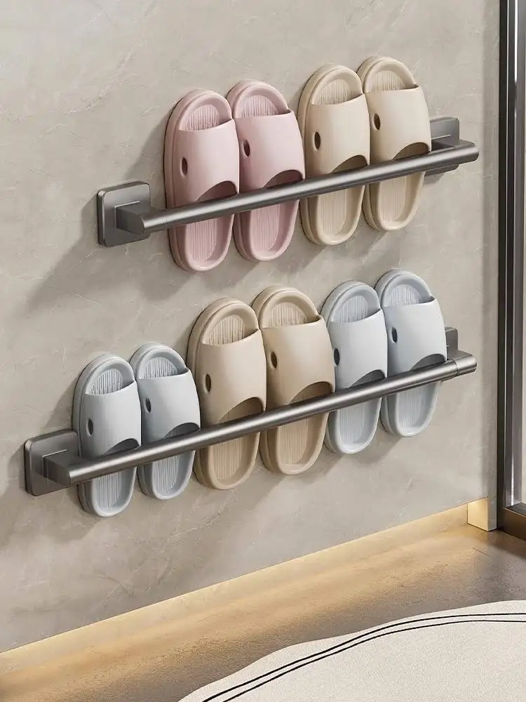 

Toilet, bathroom, slipper rack, wall mounted without punching behind toilet door