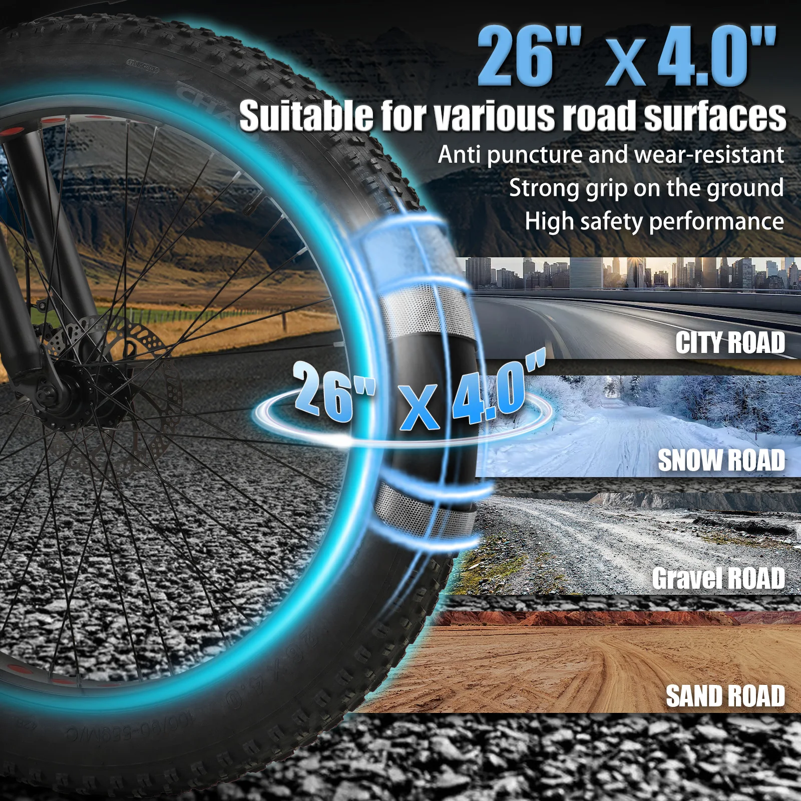 Bicicleta eléctrica Cmacewheel Ks26 48V 18Ah para adultos, con neumáticos anchos de 26 x 4 pulgadas, 7 modos de asistencia, autonomía de 60 a 80 km, motor sin escobillas, batería de litio extraíble, frenos de disco, ideal para diversas situaciones: montaña, carretera, ciudad, playa. Envío gratuito.