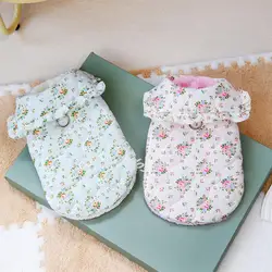 Warm Flower Pattern Dog Cat Clothes Winter Small Dogs Puppy Jacket Thickness Pet Vest Outfits Clothes Chihuahua