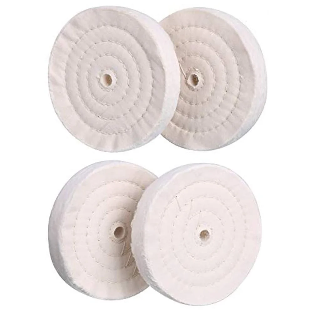 

4 Pack Buffing Polishing Wheel 6Inch x 1/2Inch Arbor x 70Ply Fine Cotton Extra Thick for Bench Grinder, Buffing Wheels