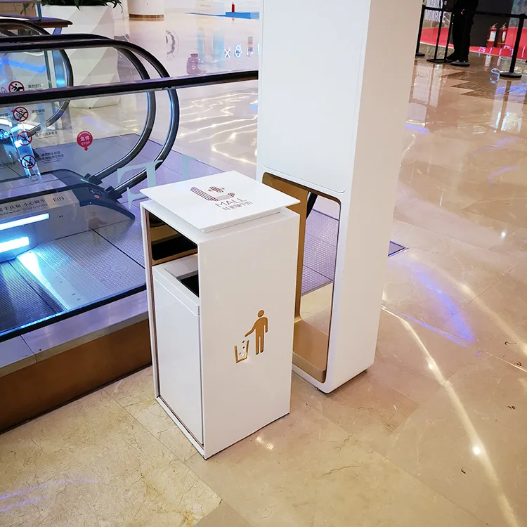 

Stainless steel trash can, high-end office building corridor, elevator entrance, smoke-free label slide rail