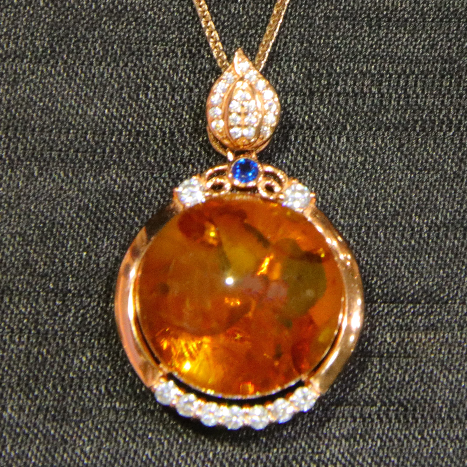 قلادة كهرمان من الفضة النقية مقاس 18 ملم مع انسدادات نباتية طبيعية مجوهرات فاخرة مخرمة ملكية عتيقة #3