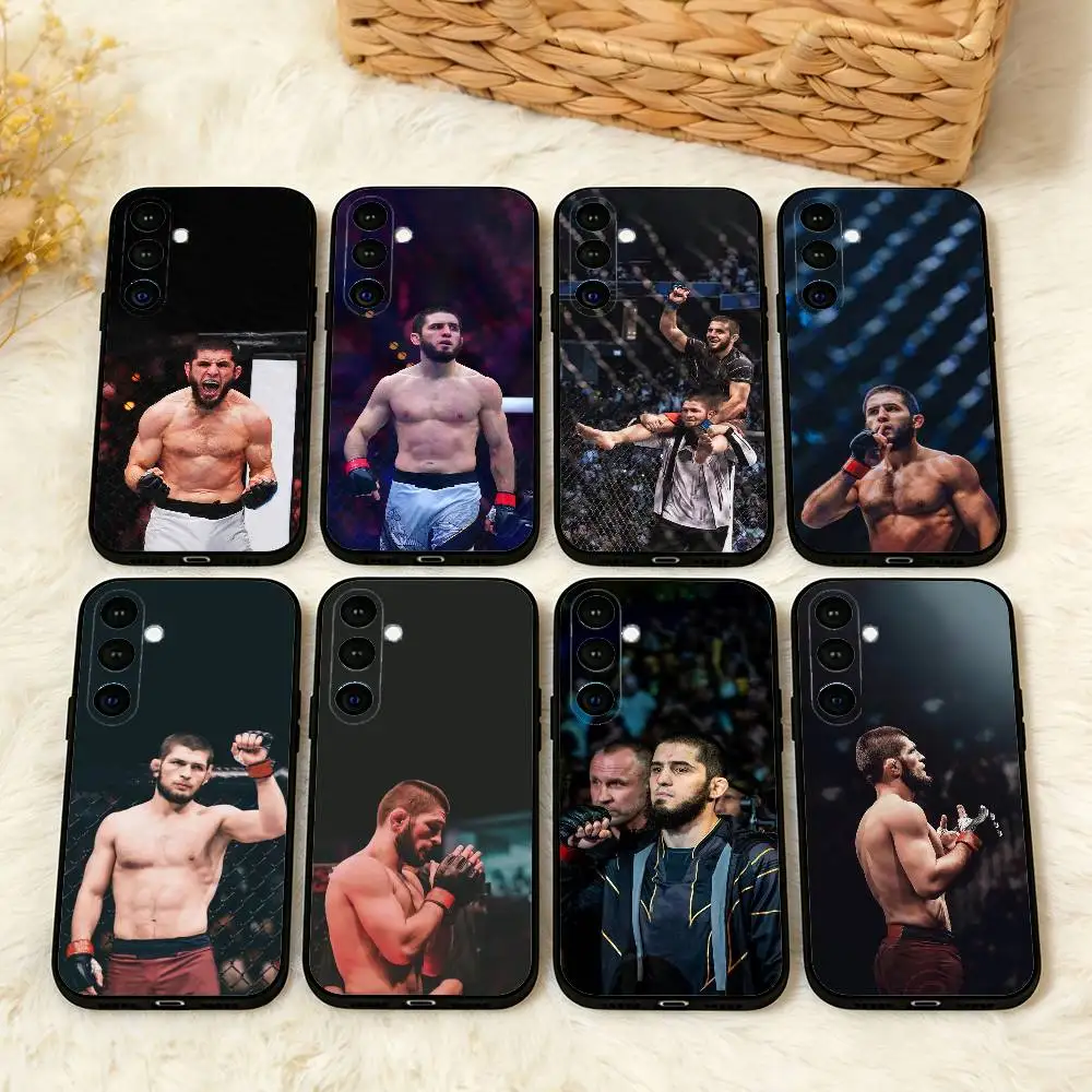 

B-Burly I-Islam M-MakhachevS Phone Case For Samsung A73,72,71,53,52,51,22,91,80, Soft Black Cover