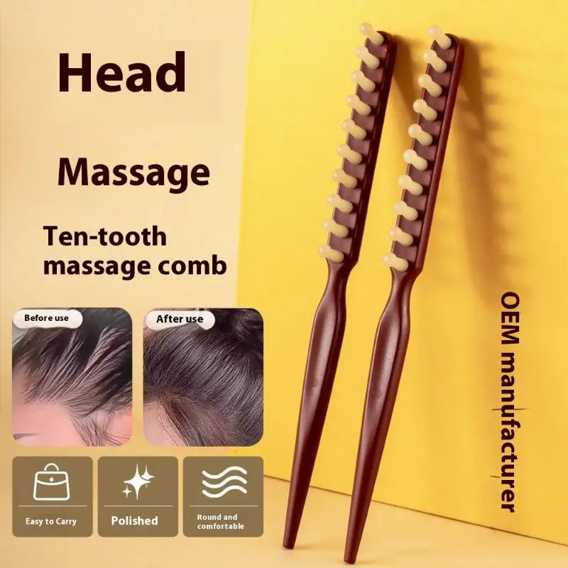 【B】1PC Long Handle Wide Tooth Wood Comb For Hair Curling And Wave Styling Professional Salon Tool For Black Hair And Wigs