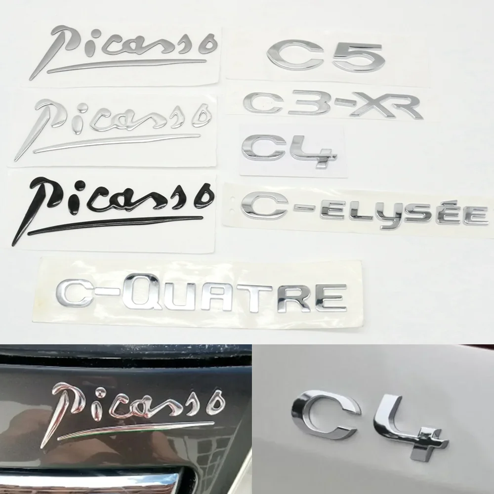 Para picasso c4 c5 C3-XR c-elysee C-QUATRE palavras da bagageira emblema adesivo tronco traseiro 3d carta logotipo placa de identificação etiqueta decalques