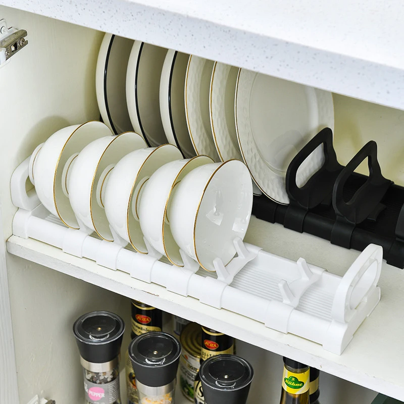 Kitchen Dish Storage Rack Plastic Plate Organizers Pot Lid Holders Cooking Dishs Holder Stand Organizer Kitchen Accessories