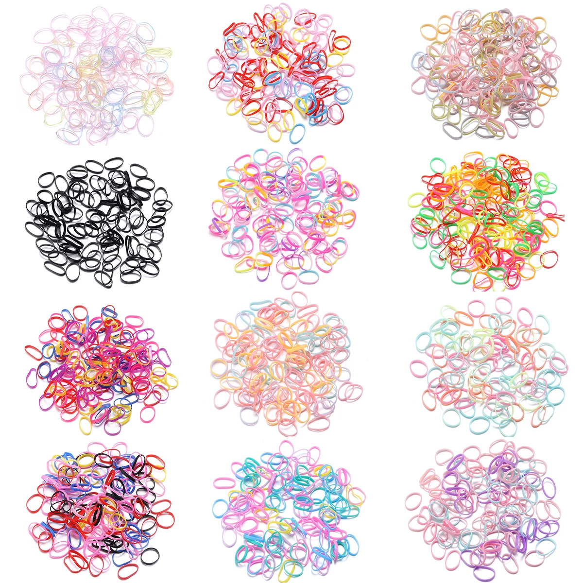 500 قطعة الأربطة المطاطية المرنة الملونة العصابات الشعر البلاستيكية الصغيرة للفتيات DIY بها بنفسك النسيج ذيل حصان حامل إكسسوارات الشعر العلاقات الشعر #2