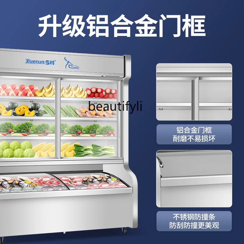 Vegetable BBQ Vegetable Cabinet Commercial Refrigeration Freezer Fruit Fresh Display Cabinet