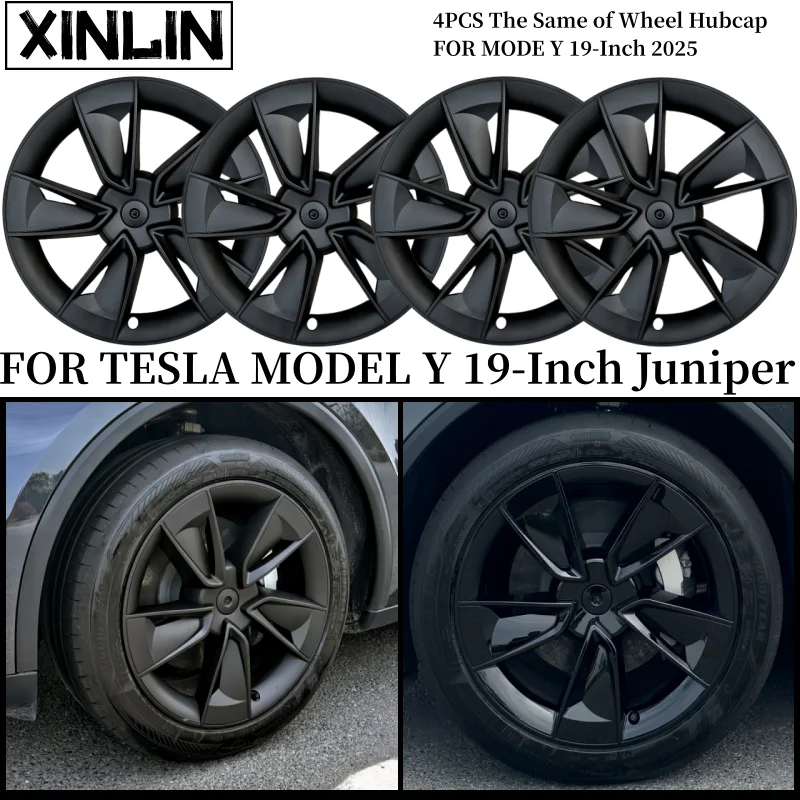 

4PCS Wheel Caps 19 Inch For Tesla Model Y 2025 Wheel Cover Performance Replacement Wheel Hub Cap Full Rim Cover Accessories