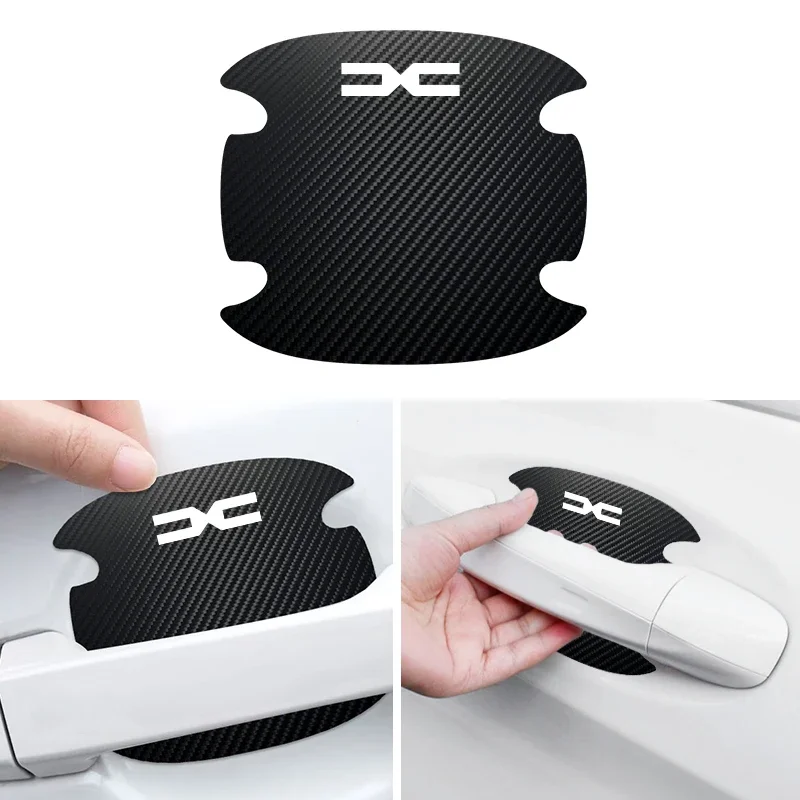 4PCS Car Door Handle Bowl Scratch Protector Carbon Fiber Stickers For Dacia Duster Spring Logan Sandero Stepway Lodgy MCV