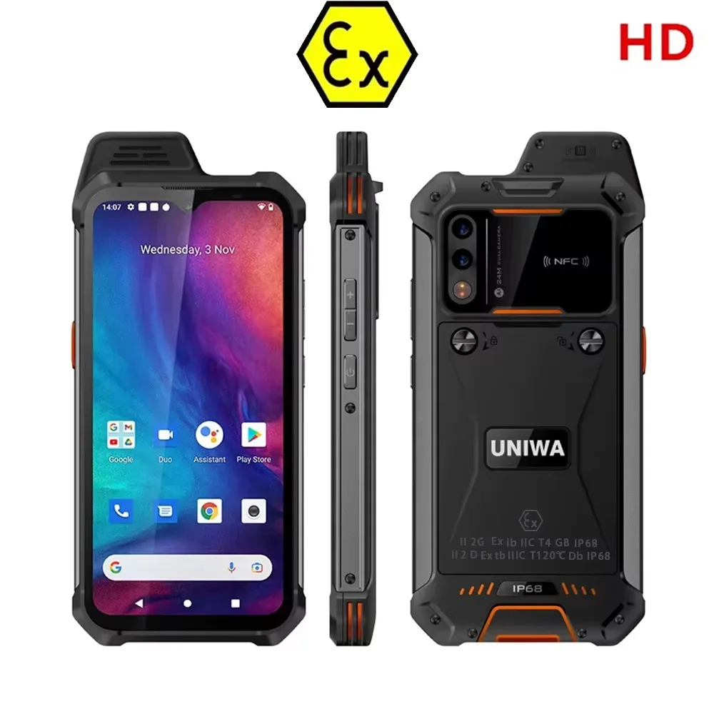 UNIWA W888 ATEX Explosion Unzerstörbares wasserdichtes Mobiltelefon 4 GB + 64 GB 5000 mAh Walkie Talkie PTT Smartphone Andriod 11 NFC 5