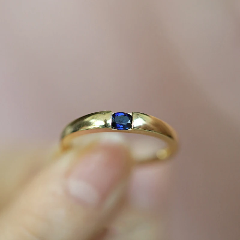 Classic Sapphire Engagement Ring Vintage glossy Light Luxury Couple Style Unisex Rings Party Banquet Jewelry adjustable