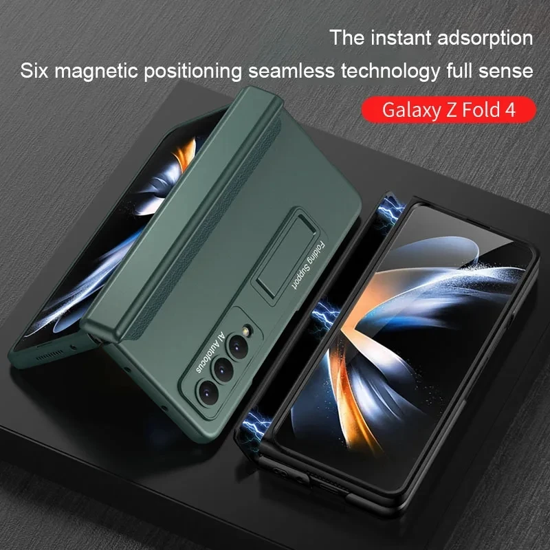 

Case For Samsung Galaxy Z Fold 5 4 3 5G Magnetic Adsorption Hinge Protection Phone Cover Kickstand Hard Plastic Magnet Case