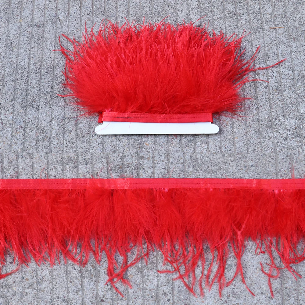 1 Meter Marabou Ostrich  Feathers Trim 10-13cm Plumes on Ribbon For Wedding Dress Decoration Sewing Crafts Accessories