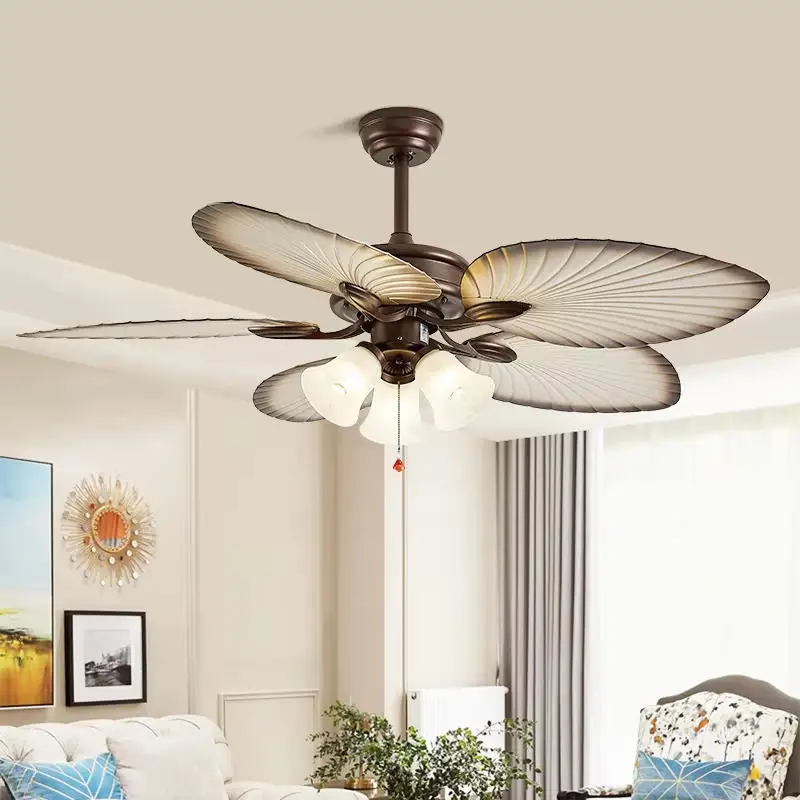Tuya Smart Ceiling Fan LED Light DC Motor 5pcs Blades Strong Wind Quiet Ceiling Fan Lamp 52Inch 110V 220V Remote Control Fan