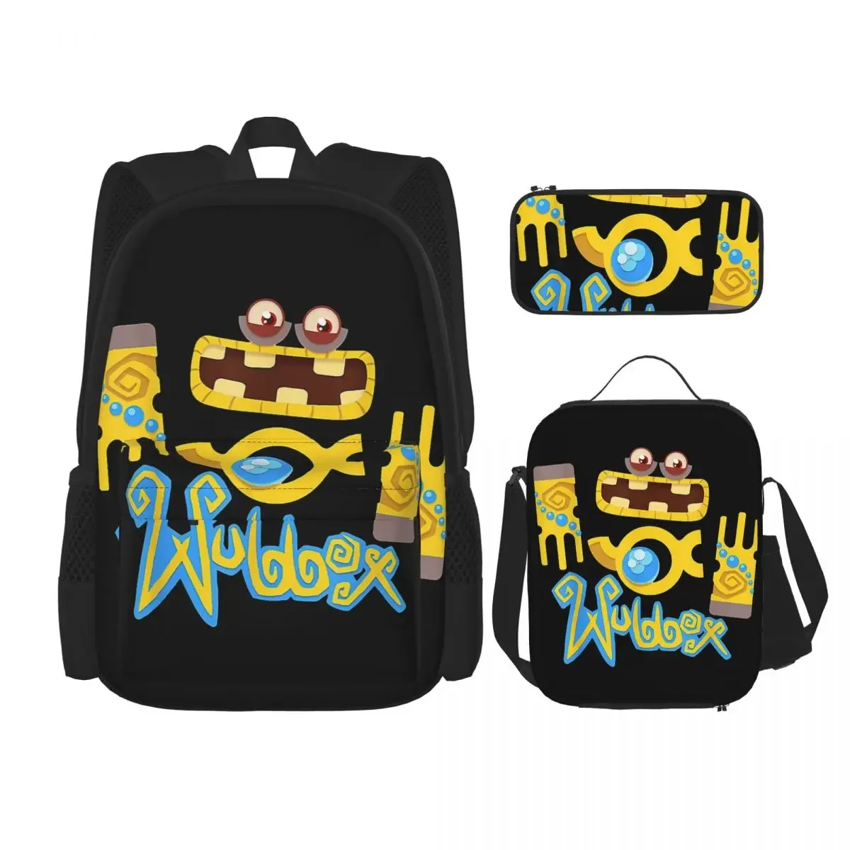 

Wubbox My Singing Monsters Backpacks Bookbag Students School Bags Cartoon Kids Rucksack Lunch Bag Pen Bag Three-Piece Set