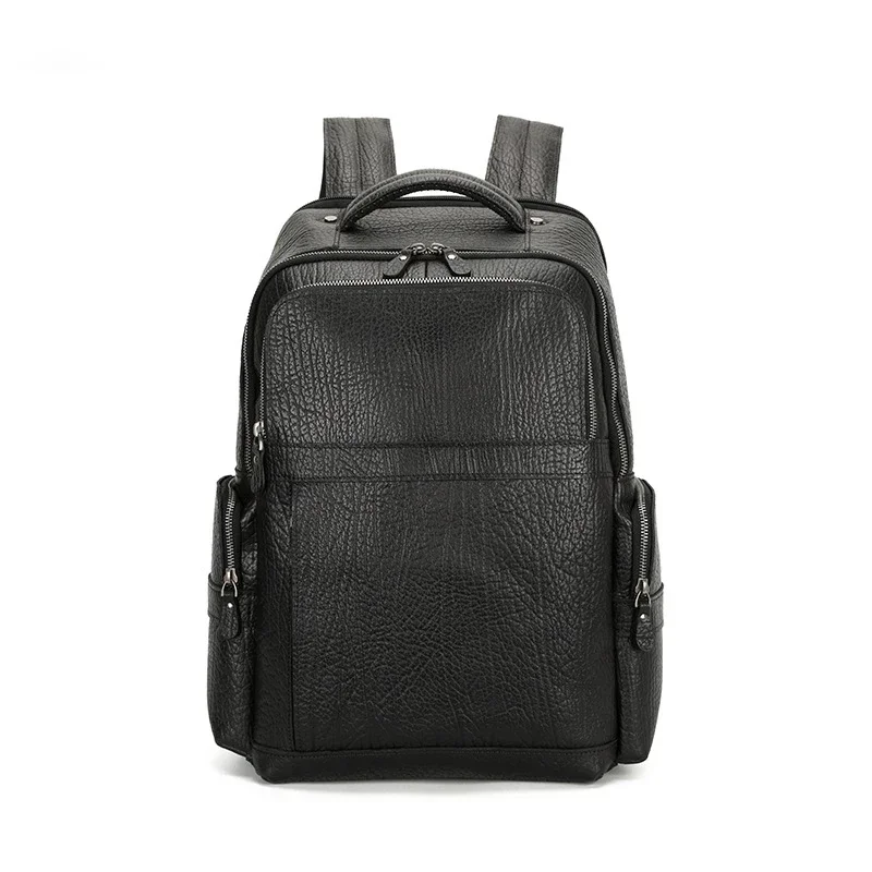 15.6 Inch Laptop Bag Full Grain Leather Backpack for Men Bookbag Business Mens Computer Shoulder Bags