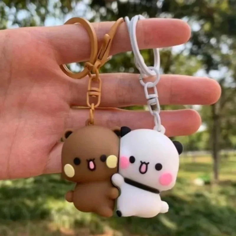 

'Cartoon Panda Bubu Dudu Magnetic Keychain Cute Backpack Pendant with Toy Figures Couple Accessories Ideal Fantasy Themed Gift