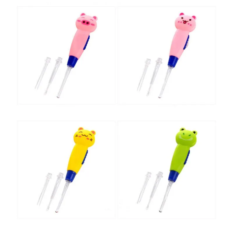 Light Baby Care Ear Spoon Child Ears Cleaning  Wholesale Earwax Spoon Digging with Light  Luminous Dig Ear Syringe Color Random