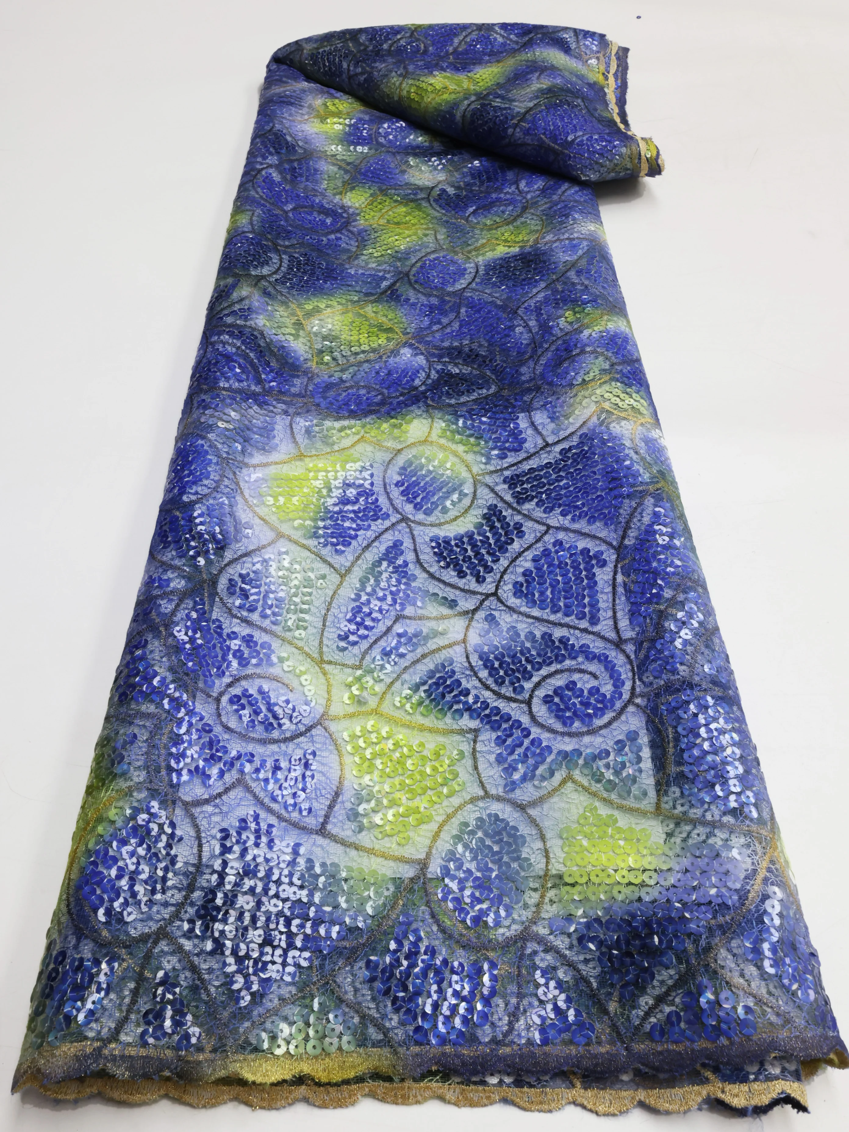 

African Lace Fabric High Quality Nigerian Party Dress Luxury Multicolor Sequins Embroidery French Tulle Lace Fabric LY2872