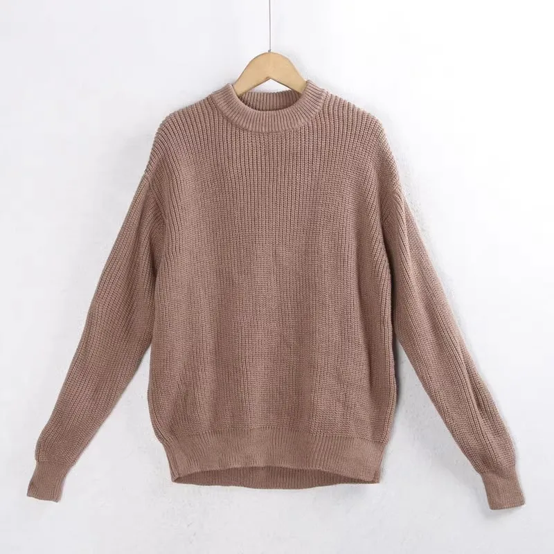 

Эластичный длинный вязаный свитер с воротником-стойкой, однотонный цвет, осень-зима, простой дизайн, женская модная внутренняя одежда Dr Haunt