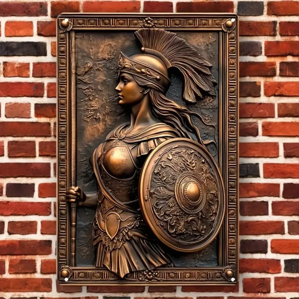 BohoAthenaArt Boho-Style Athena Aluminum Metal Wall Hanging | 2D Art Plaque | Multipurpose Living Room/Home/Bar Decor