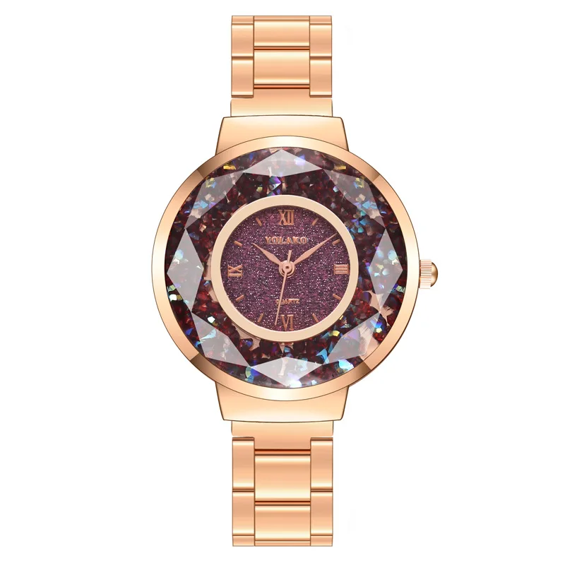 Flowing Sand Broken Diamond Mirror Sparkling Face Women's Watch Steel Band Quartz Watch