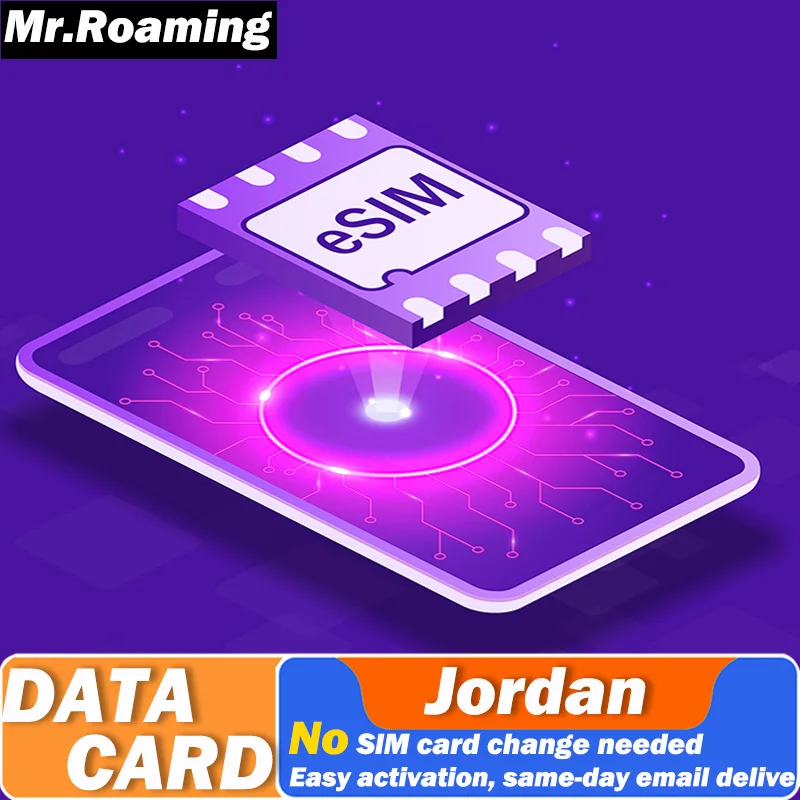 Jordan Travel  Prepaid eSIM Data Traffic Card 5G/4G High-Speed Mobile Internet 1/3/7/10/15/30 Days No contract