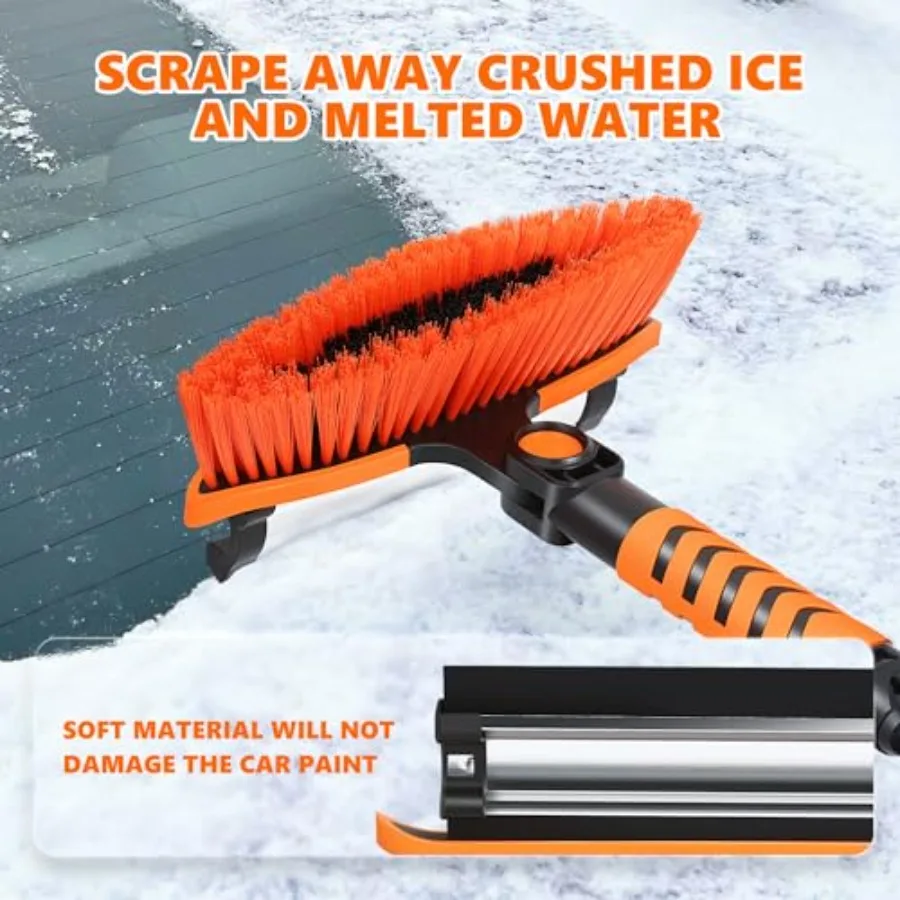 แปรงปัดหิมะแบบถอดได้ 3 in 1 ขนาด 43.3 นิ้ว พร้อมที่ปาดน้ำและที่ขูดน้ำแข็งสำหรับรถยนต์ รถ SUV รถบรรทุก กระจกหน้ารถ หน้าต่าง สามารถยืดหดได้