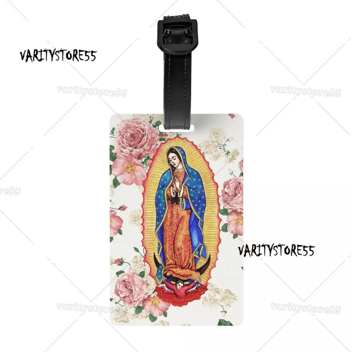 Custom Virgin Of Guadalupe Luggage Tag for Suitcases Mexico Catholic Virgin Mary Privacy Cover ID Label