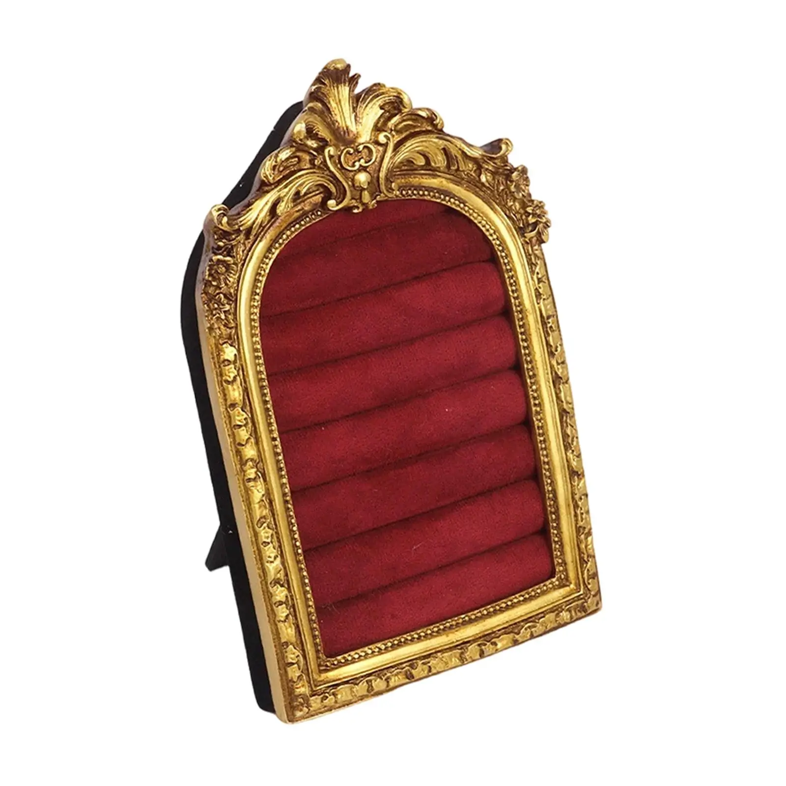 

Винтажная подставка для колец, поднос для демонстрации серег с бархатной подкладкой, держатель для колец в стиле барокко, для витрин магазинов и прилавков