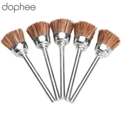 5PCS Dremel Accessories 3mm Brown Soft Nylon Polishing Cup Brush Wheels Metal Buffing Polishing for Mini Drill Rotary Tools