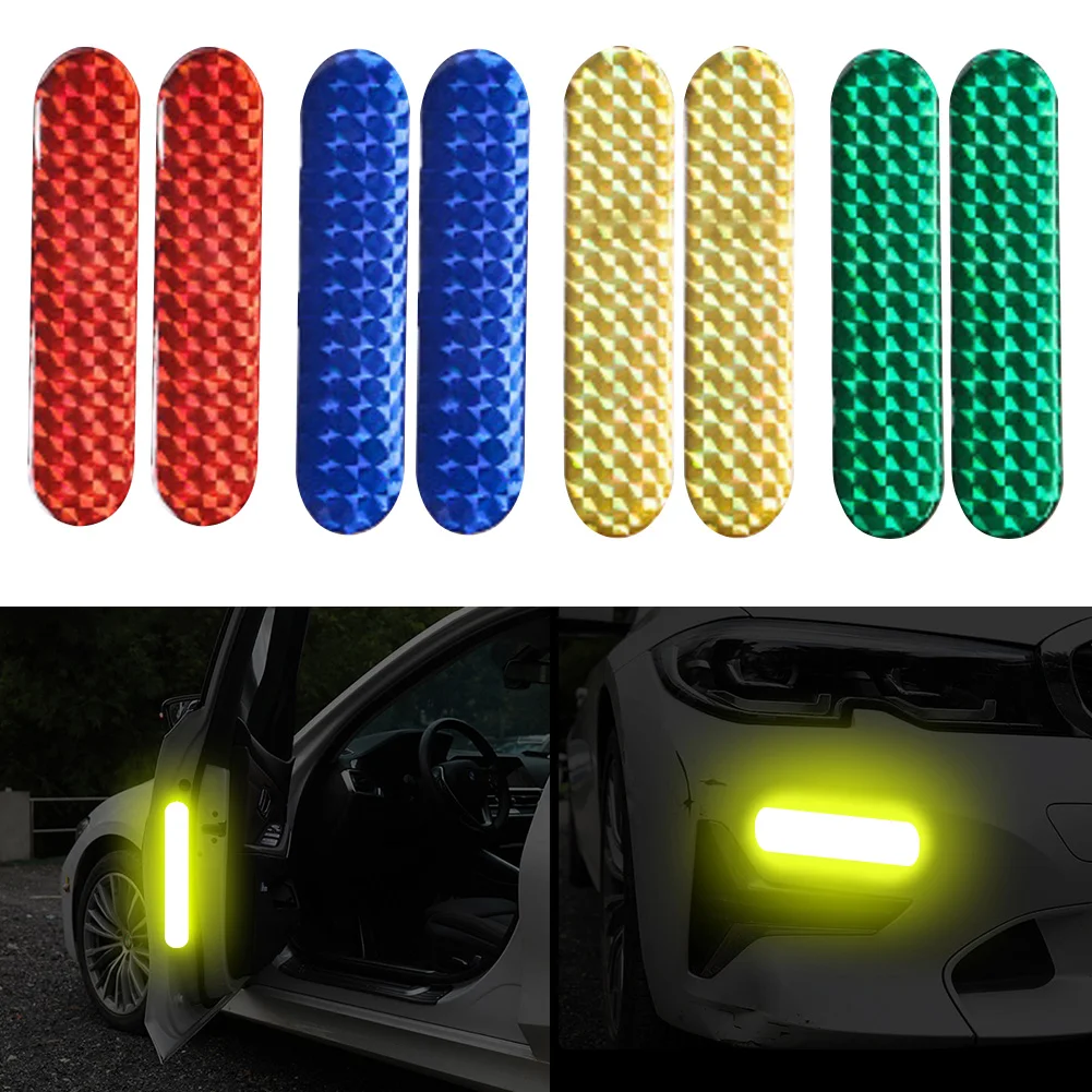 2 Stuks Auto Reflecterende Sticker Alarm Waarschuwing Reflecterende Tape Strips Autodeur Stickers Decal Nacht Veiligheid Auto Reflector Stickers