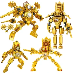 Gold Skibidi Toilet Man MOC Building Blocks Toys Titan Clock Man Female TV personality Model Diy Gift Toys For Children Kids