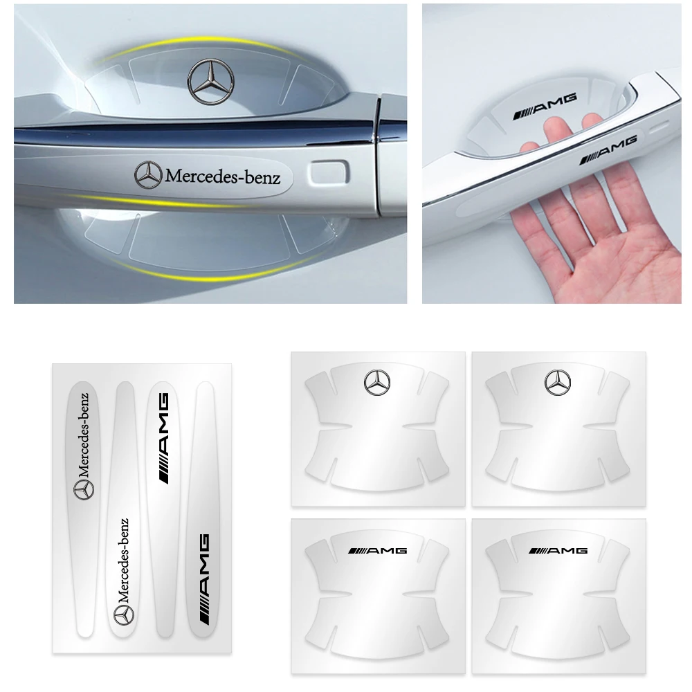 Car Styling Transparent Door Handle Protective Sticker Strip Decal For Mercedes benz AMG W124 W169 W176 W212 W204 W205 W210