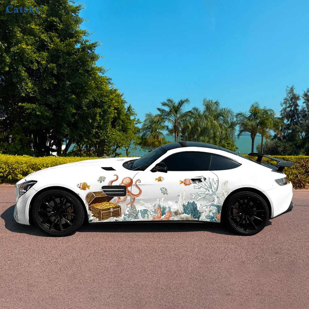 

Underwater Treasure Animal Car Vinyl Wraps Decal Self-adhesive PVC Sticker Suitable for Trucks SUV Decor Auto Accessories Gift