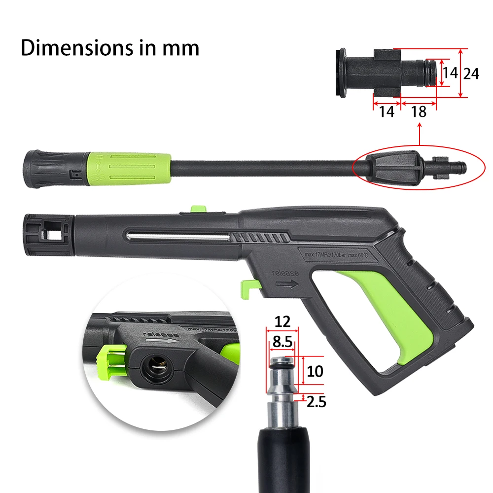 Pressure Washer Spray Gun Pistol with Variable Jet Lance Wand for Daewoo Patriot High Pressure Cleaner