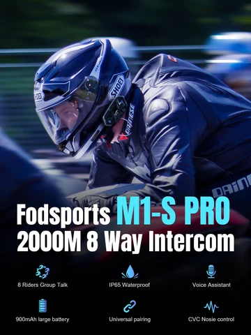 Fodsports M1-S Pro Мотоциклетная гарнитура беспроводная Bluetooth-шлемовая гарнитура,8 гонщиков 2000M