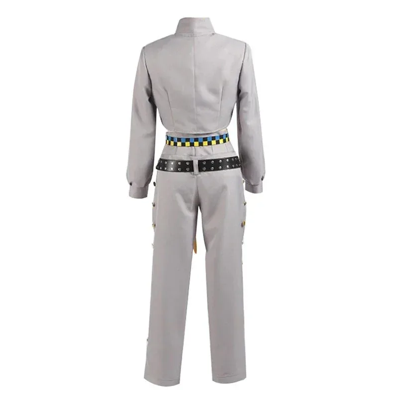 FC6Anime JoJo's Bizarre Adventure The JOJOLands Rohan Kishibe Cosplay Costume Wig Grey Uniform Hairband Man Woman Halloween@FC8！