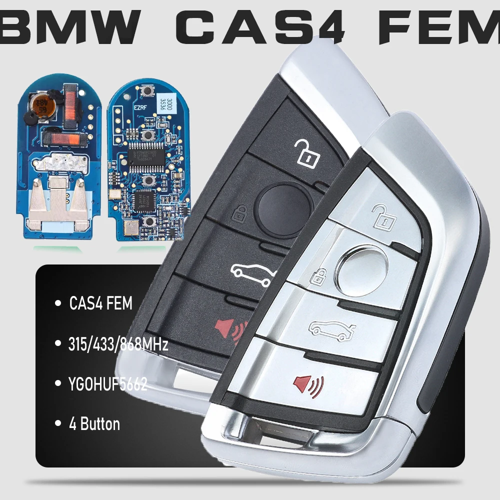 

KEYECU 315MHz YGOHUF5662, 433MHz YGOHUF5767,868MHz YGOHUF5661 PCF7953 Button Smart Remote key Fob for BMW F Series CAS4+/FEM