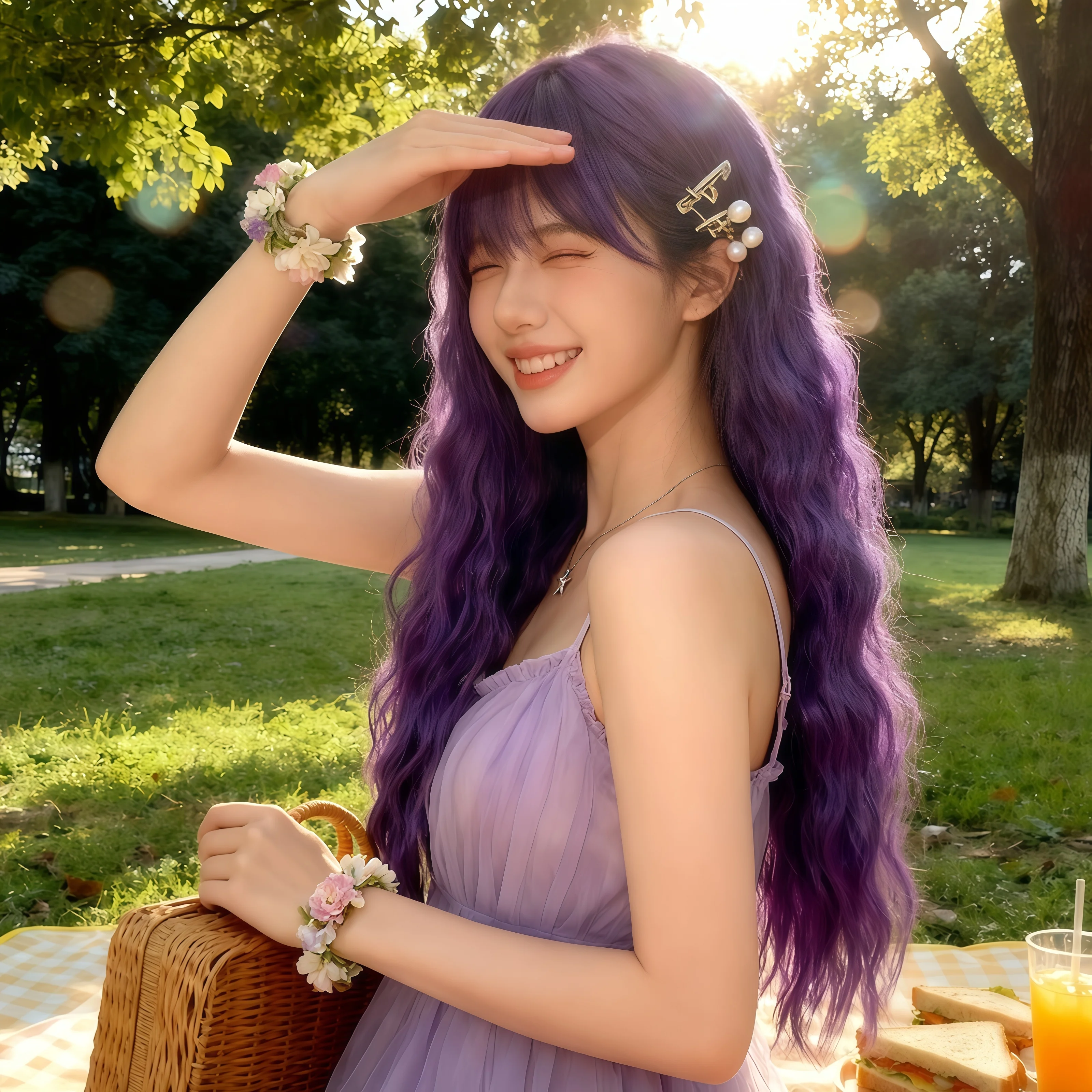 Ashely Purple Lolita Wig for Women 24inch Long Curly Hair Wigs Cute Nature Cosplay Colored Glueless Wig Wear and Go Headband Wig 4