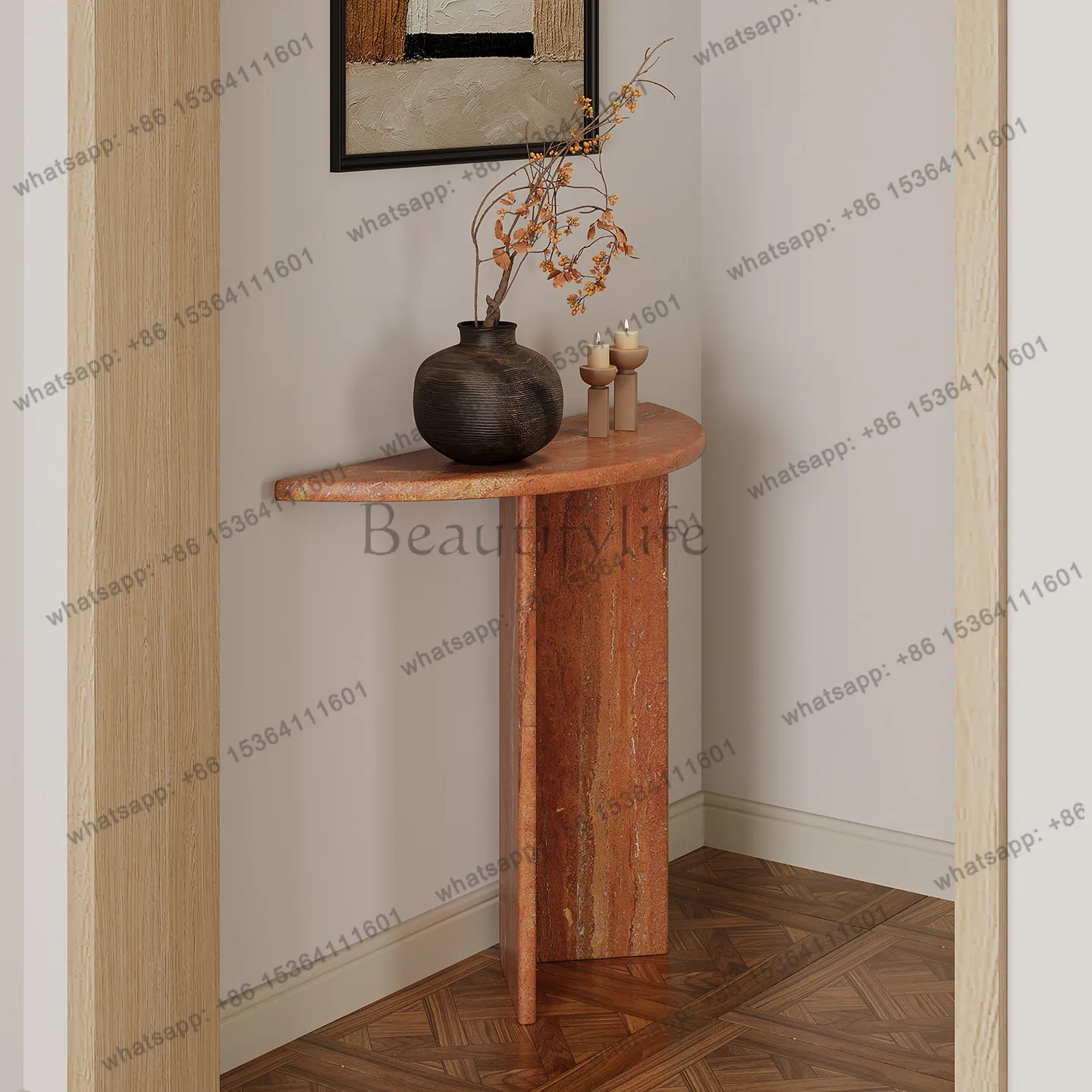 XX. Natural Travertine Entrance Table Create Living Room Entrance Marble End View Desk