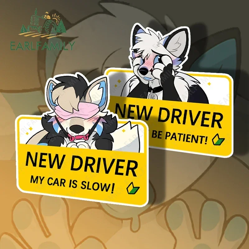 

EARLFAMILY 13cm Shy Furry Warning Car Sticker Fashion Peek My Car Is Slow Trunk Decal Funny Windows Scratch-Proof Car Styling